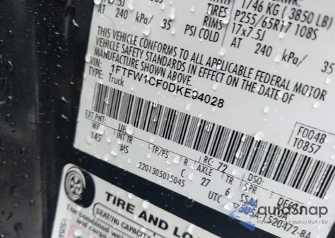 2013 Ford F-150 Xlt из США, поврежденный, VIN 1FTFW1CF0DKE94028